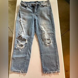 Judy Blue Straight Leg Light Blue Distressed Jeans